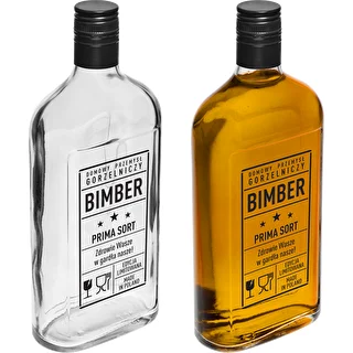 Glasflaske i lommelærkeform 500 ml med skruelåg, tryk 'Bimber PRL', 1 stk. – photo 4