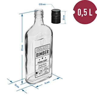 Glasflaske i lommelærkeform 500 ml med skruelåg, tryk 'Bimber PRL', 1 stk. – photo 5
