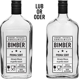 Glasflaske i lommelærkeform 500 ml med skruelåg, tryk 'Bimber PRL', 1 stk. – photo 2