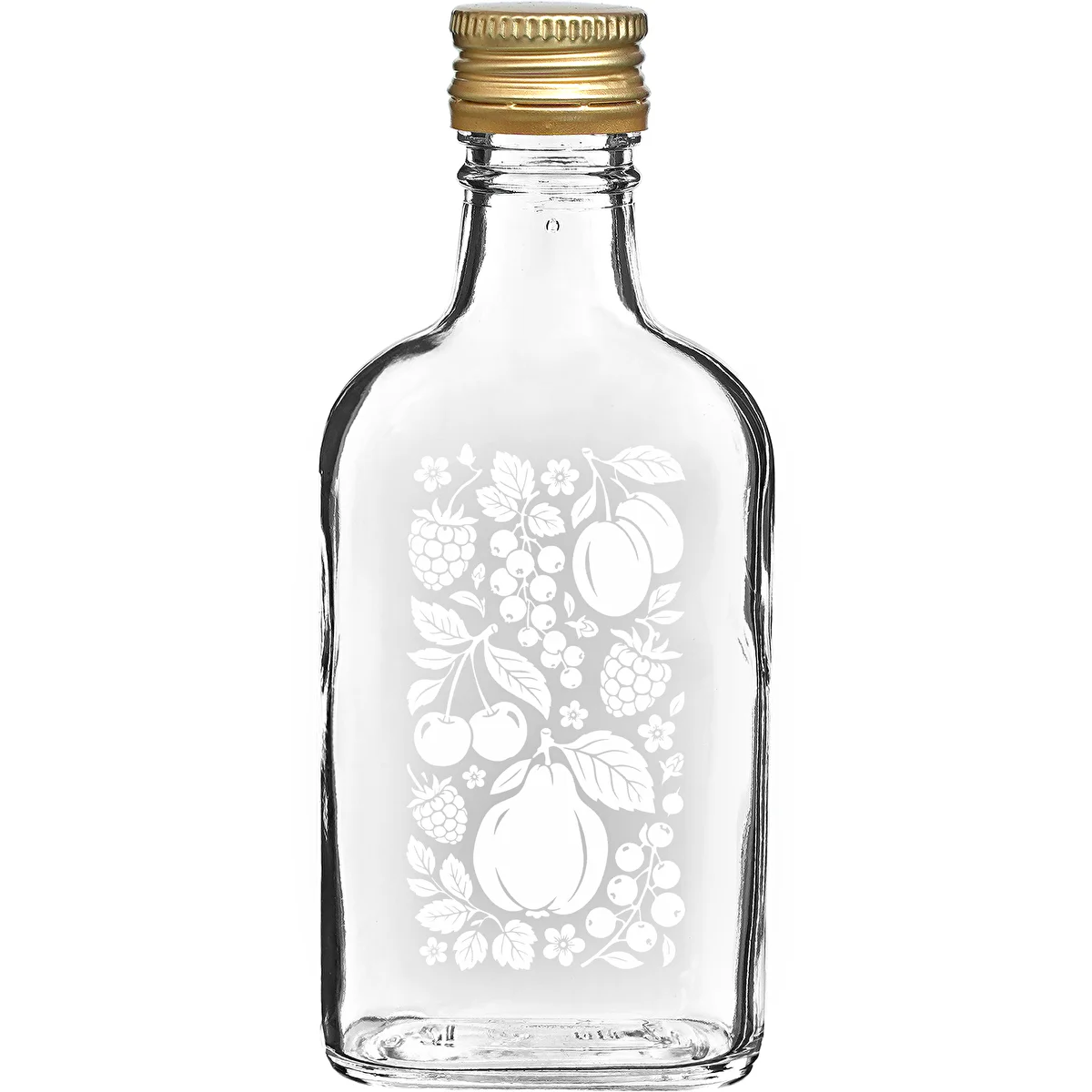 Lommelærkeflaske 200 ml med skruelåg og print "Frugter", motiv 2