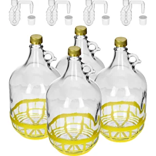 4 x Dame 5L med prop, gæringsrør, låg og kurv