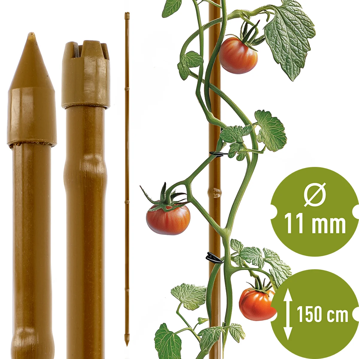 Belagt stålstang i bambusform, 150 cm x 11mm