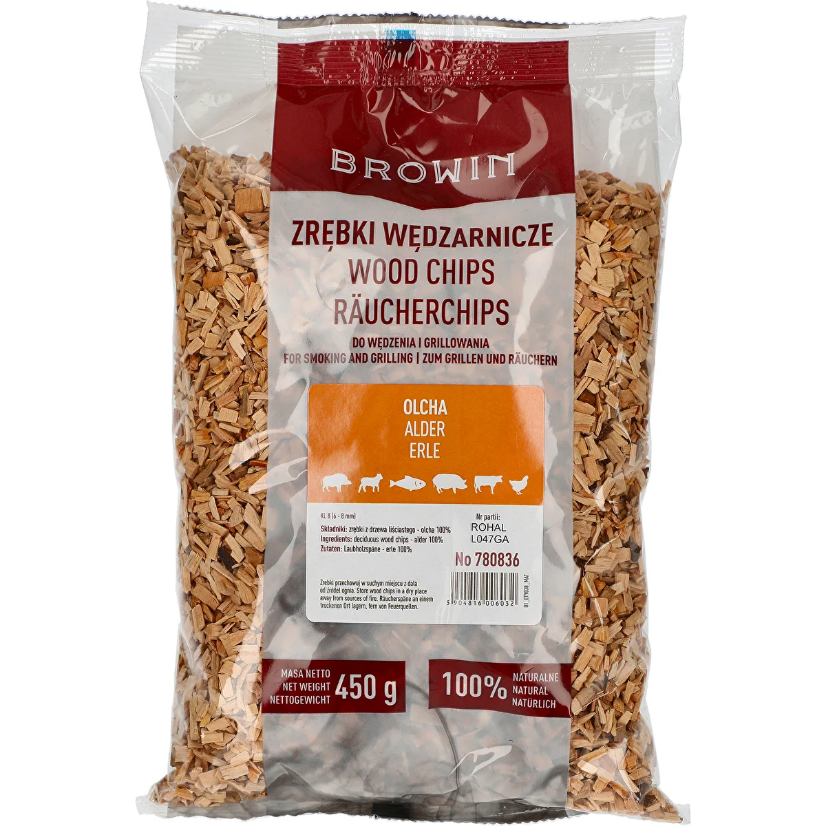 Rygeflis til røgning/grill, elletræ, 450 g, kl. 8