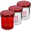 Enkel krukke 346ml fi 82 med farverigt tryk "Made With Love" og bordeaux låg, 3 stk.  - 1 