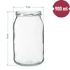 Krukke TO 900 ml med gyldent låg fi 82/6 - 6 stk. - 8 