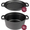 Støbejernsgryde med pande, 5 L + 1 L - 2 