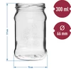 TO krukke 300ml med tryk - mix af frugter og låg fi66/4 - 6 stk. - 6 