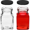 Twist-off glas 150ml Fire hjørner fi 53 med sort låg, 6 stk. - 5 