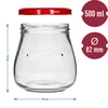 Twist-off krukke 500ml "Omvendt Amfora" med bordeaux låg fi 82/6, 6 stk. - 9 