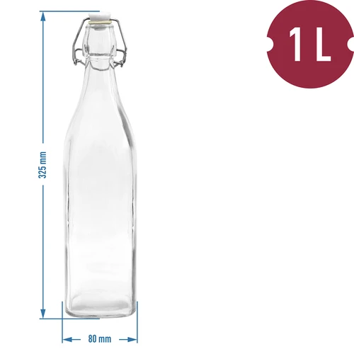 1 L flaske med patentlukning – firkantet - 2