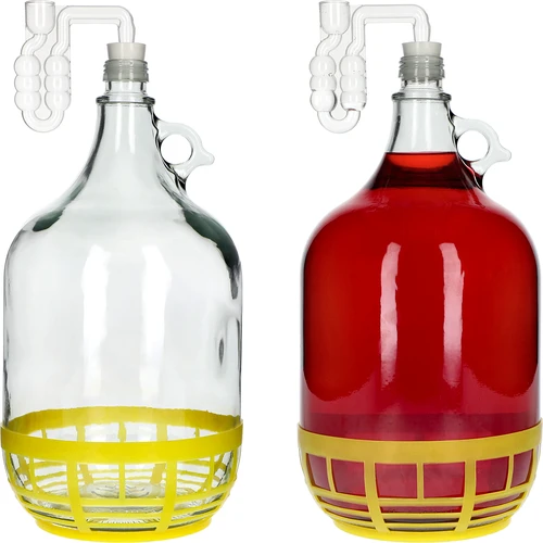 4 x Dame 5L med prop, gæringsrør, låg og kurv - 6