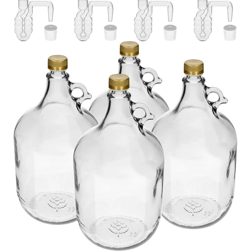 4 x Dame 5L med prop og gæringsrør og låg  - 1 