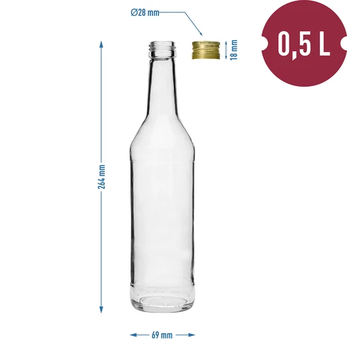 500 ml flaske til vodka med skruelåg - 8 stk. - 7
