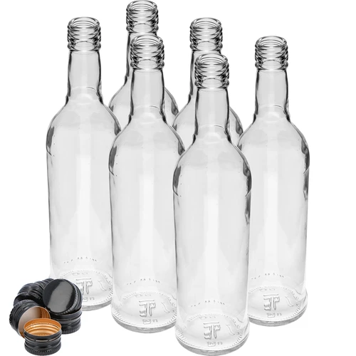 500 ml Slank Flaske med sort skruelåg, til vodka, 6 stk. - 3