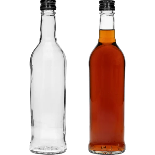 500 ml Slank Flaske med sort skruelåg, til vodka, 6 stk. - 5