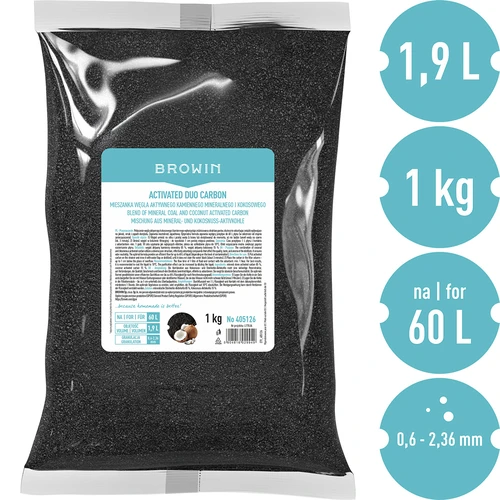 Activated Duo Carbon – blanding af aktivt kul af stenkul (mineral) og kokos, 1 kg, til 60 L - 3