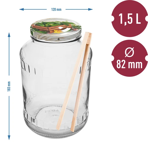 Beholder 1,5 L, fi 82/6 med farvet låg + tang - 2