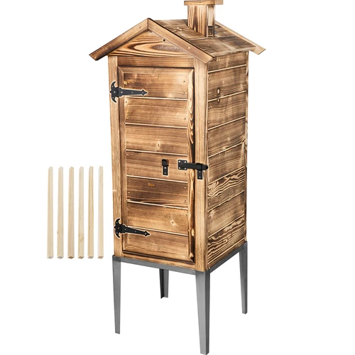 Brændefyret røgekammer – af grantræ, 200 l, med understel i rustfrit stål