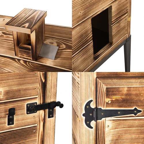 Brændefyret røgekammer – af grantræ, 200 l, med understel i rustfrit stål - 4