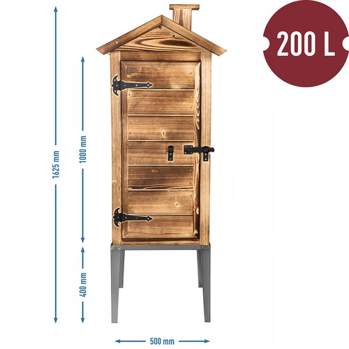 Brændefyret røgekammer – af grantræ, 200 l, med understel i rustfrit stål - 5