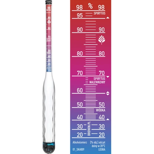 Brudsikkert alkoholmeter med prøveglas, måleområde 20-98% - 3