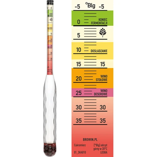 Brudsikkert sakkarometer med prøveglas, måleområde: -5–35°Blg - 4