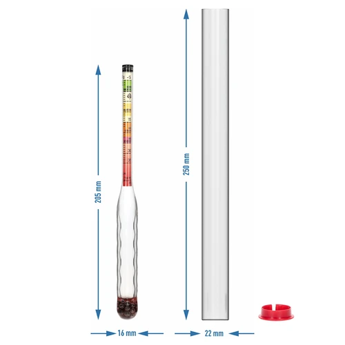 Brudsikkert sakkarometer med prøveglas, måleområde: -5–35°Blg - 5