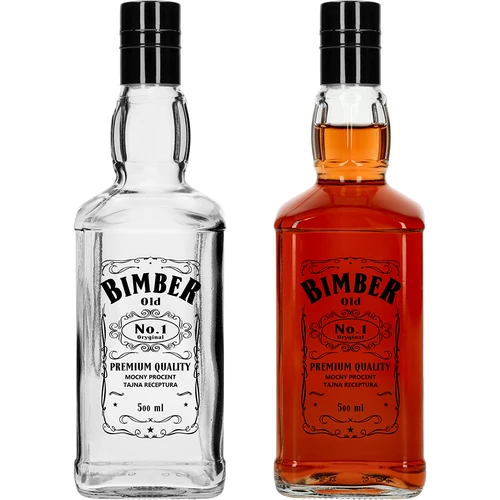 Daniels-flaske 500 ml med skruelåg, tryk "Bimber OLD", 1 stk.
