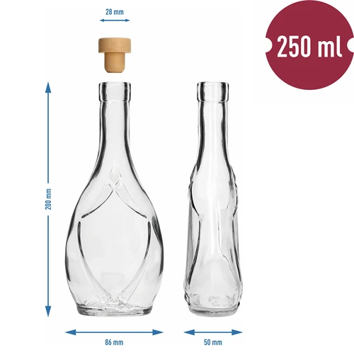 Dekorativ flaske ICONA 250 ml med T-prop (svampeprop), 1 stk. - 5