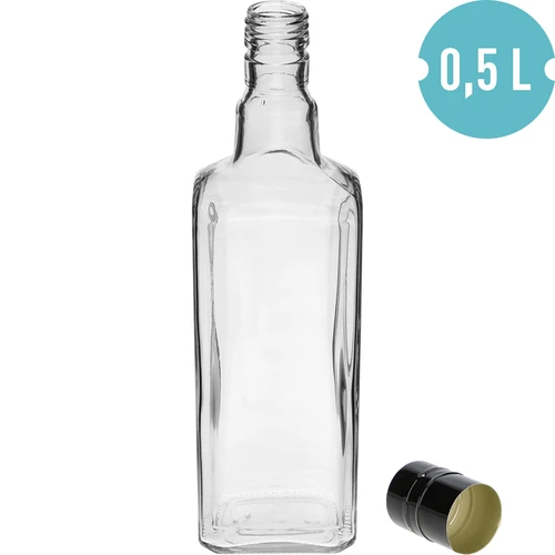 Dekorativ flaske TYNKTURA 0,5 L, med langt sort skruelåg Ø28 mm, 1 stk. - 2