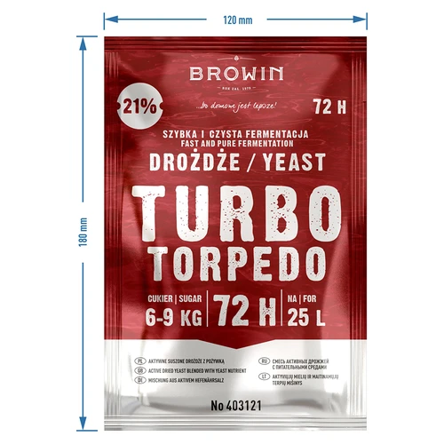 Destillerigær Turbo Torpedo 72h 21% - 120 g - 4