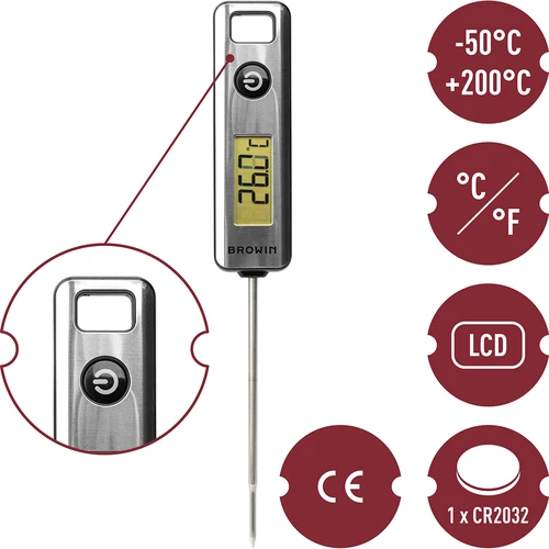 Elektronisk køkkentermometer, LCD (-50°C til +200°C) - 5