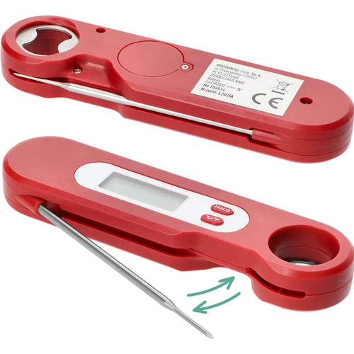 Elektronisk madlavningstermometer med sammenklappelig føler (-50/+300℃), rød - 4