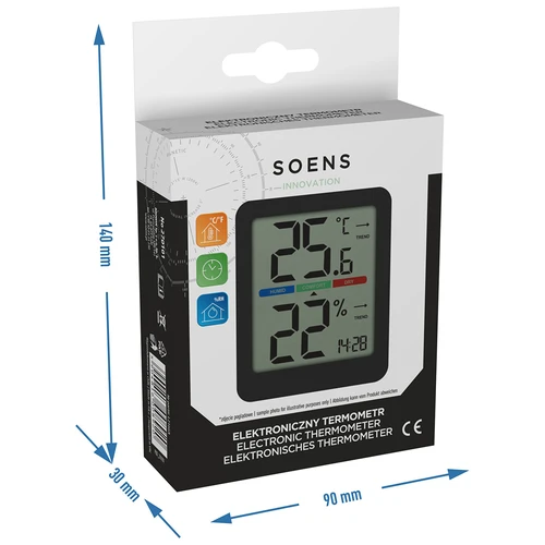 Elektronisk rumtermometer, sort - 10