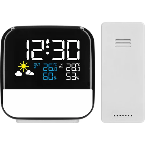 Elektronisk vejrstation fra Soens - med trådløs sensor, vækkeur og lampe - 2