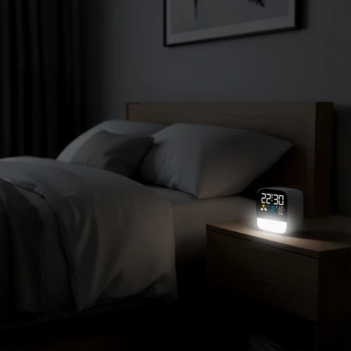 Elektronisk vejrstation fra Soens - med trådløs sensor, vækkeur og lampe - 6