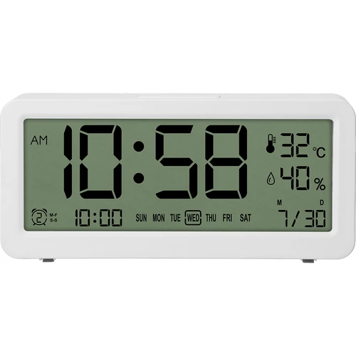 Elektronisk vejrstation Soens – hvid, med ur og kalender - 2