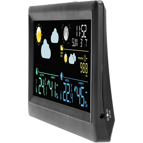 Elektronisk vejrstation – trådløs, med sensor, sort - 4