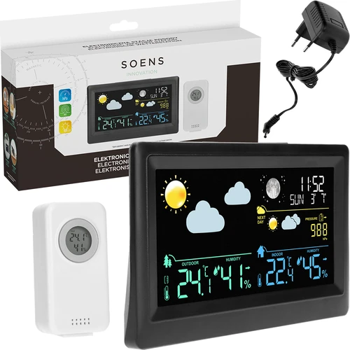 Elektronisk vejrstation – trådløs, med sensor, sort - 7