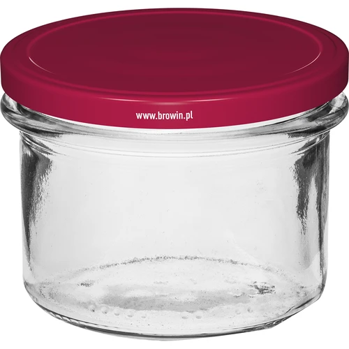 Enkel krukke 235 ml (fi82) med bordeaux låg 6 stk. - 2