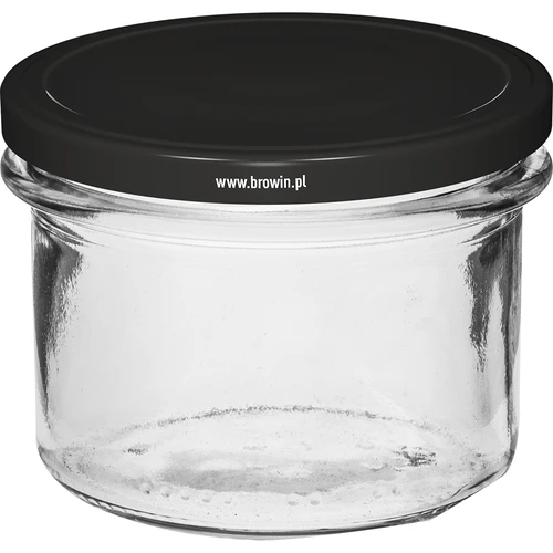 Enkel krukke 235 ml (fi82) med sort låg 6 stk. - 2