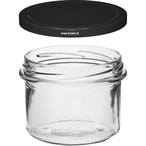 Enkel krukke 235 ml (fi82) med sort låg 6 stk. - 3