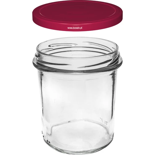 Enkel krukke 350 ml (fi 82) med bordeaux låg 6 stk. - 3