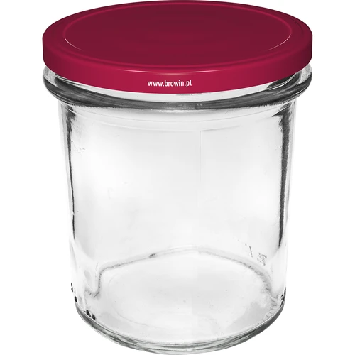 Enkel krukke 350 ml (fi 82) med bordeaux låg 6 stk. - 2