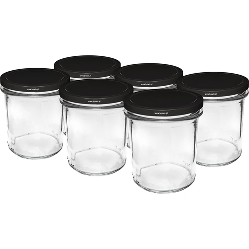 Enkel krukke 350ml med sort låg fi82 - 6 stk.  - 1 