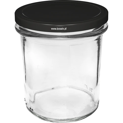 Enkel krukke 350ml med sort låg fi82 - 6 stk. - 2