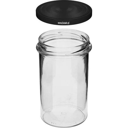 Enkel krukke 545ml (fi 82) - med sort låg, 6 stk. - 4