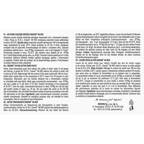 Enovini® OK RED - vinfremstillingsgær der reducerer syreindhold 7 g - 2