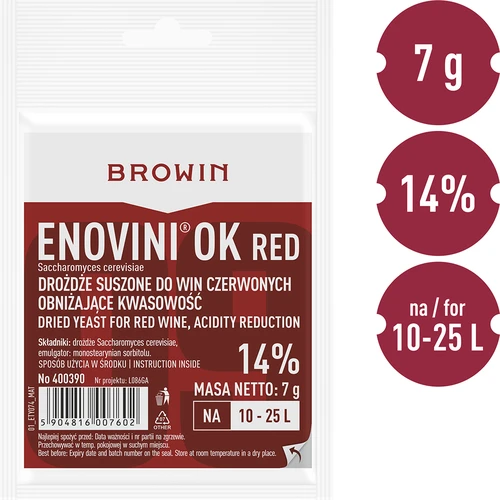 Enovini® OK RED - vinfremstillingsgær der reducerer syreindhold 7 g - 4