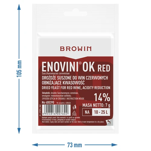 Enovini® OK RED - vinfremstillingsgær der reducerer syreindhold 7 g - 5